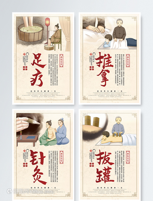 中医理疗文化四件套挂画